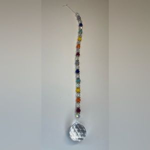 Mini Chakra Rainbow with gold accents suncatcher with small round prism